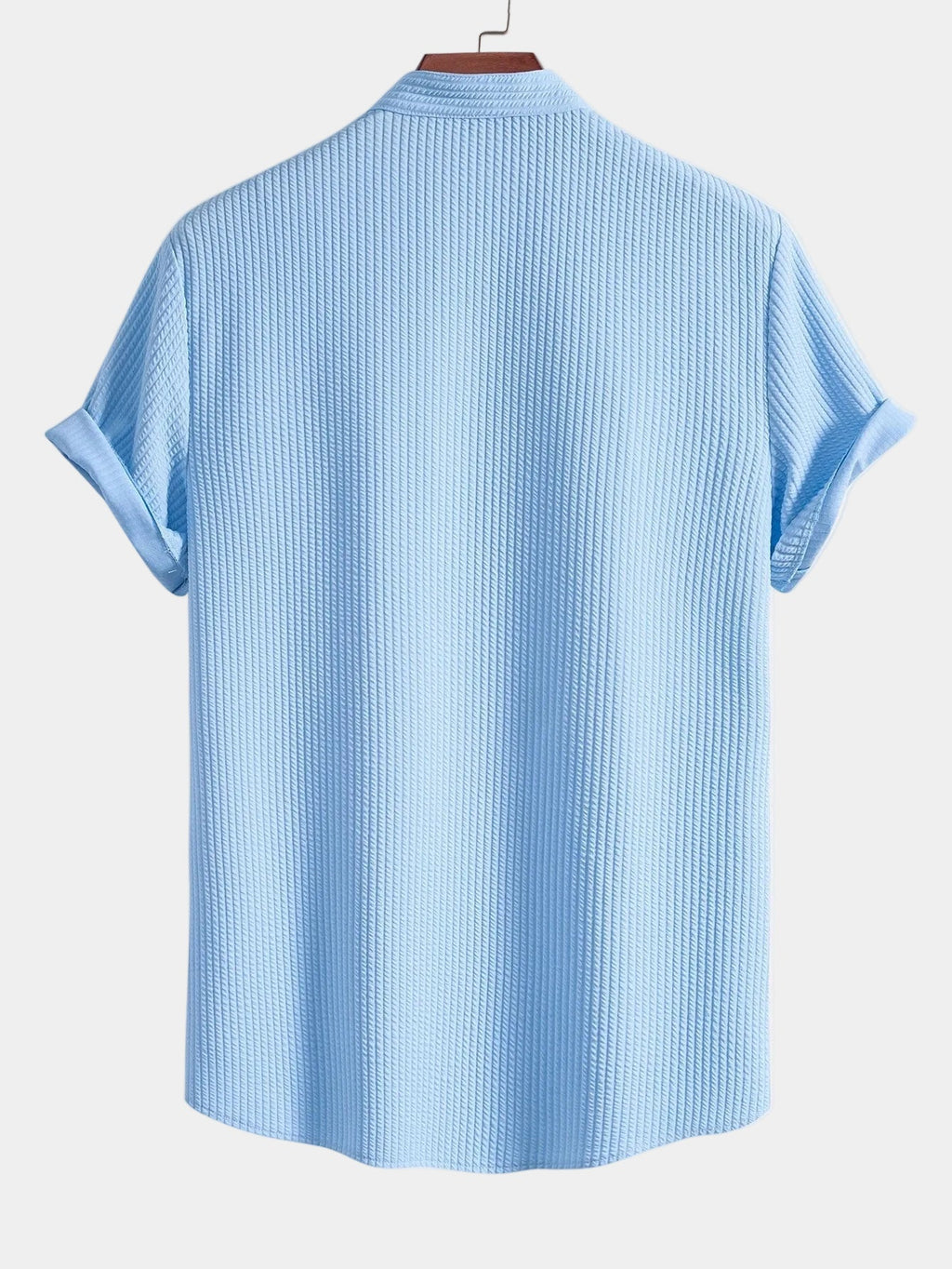 Chemise col mao manches courtes texturée au style intemporel homme – Babylone