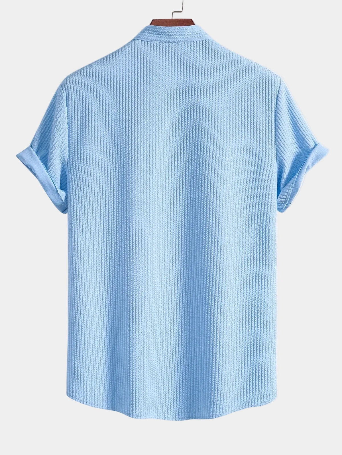 Chemise col mao manches courtes texturée au style intemporel homme – Babylone