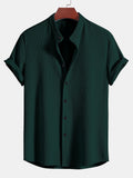 Chemise col mao manches courtes texturée au style intemporel homme – Babylone
