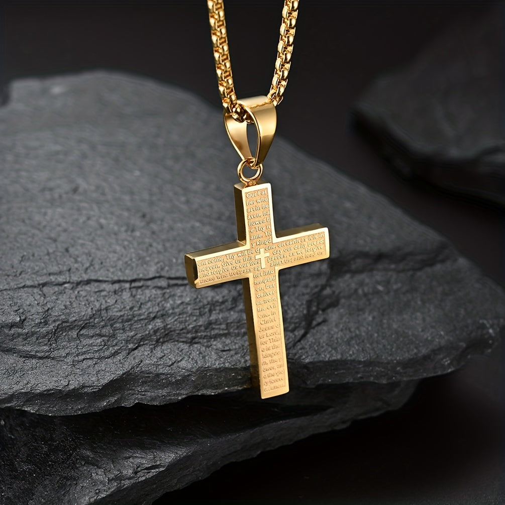 Collier croix gravé pendentif pour le quotidien homme – Puyricard