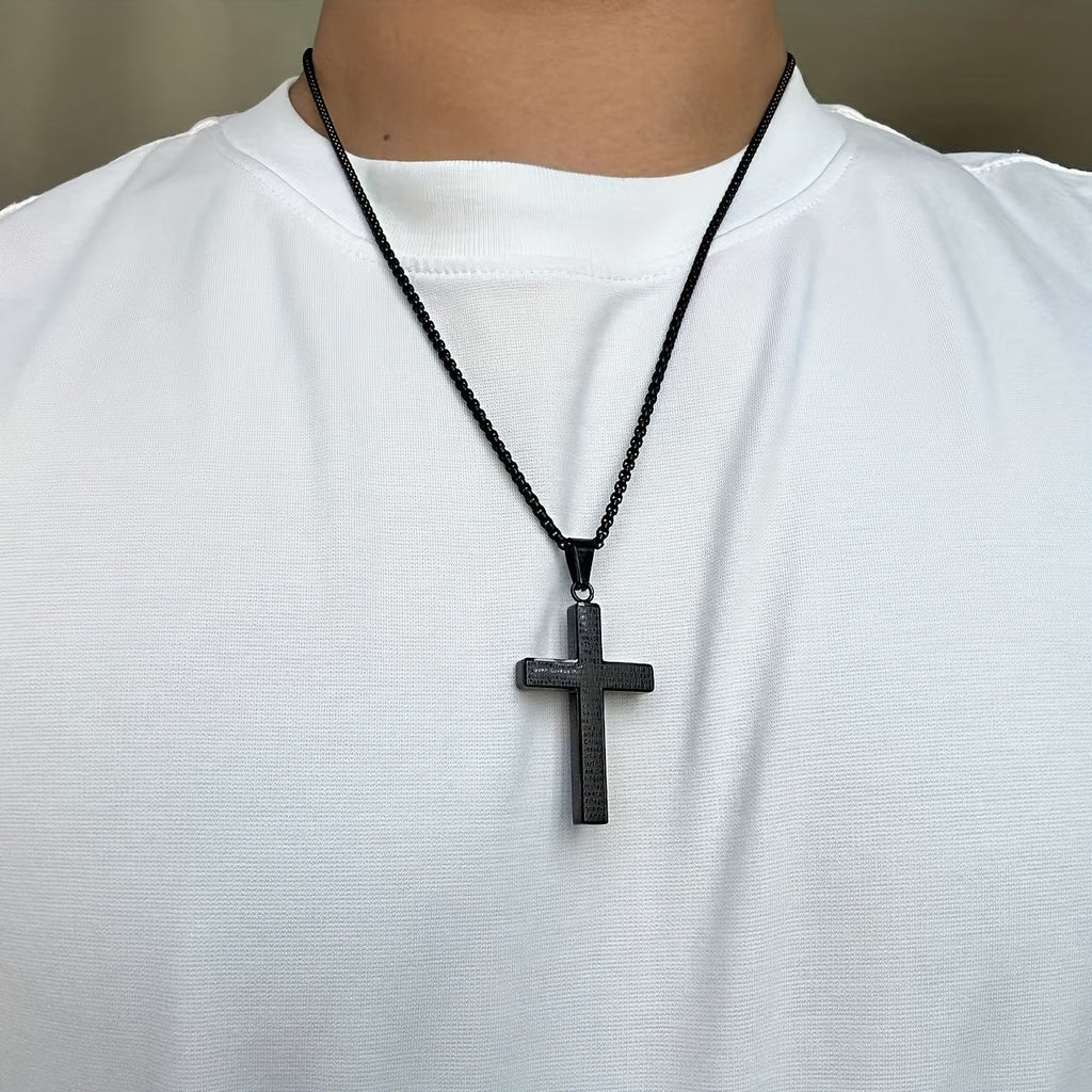 Collier croix gravé pendentif pour le quotidien homme – Puyricard