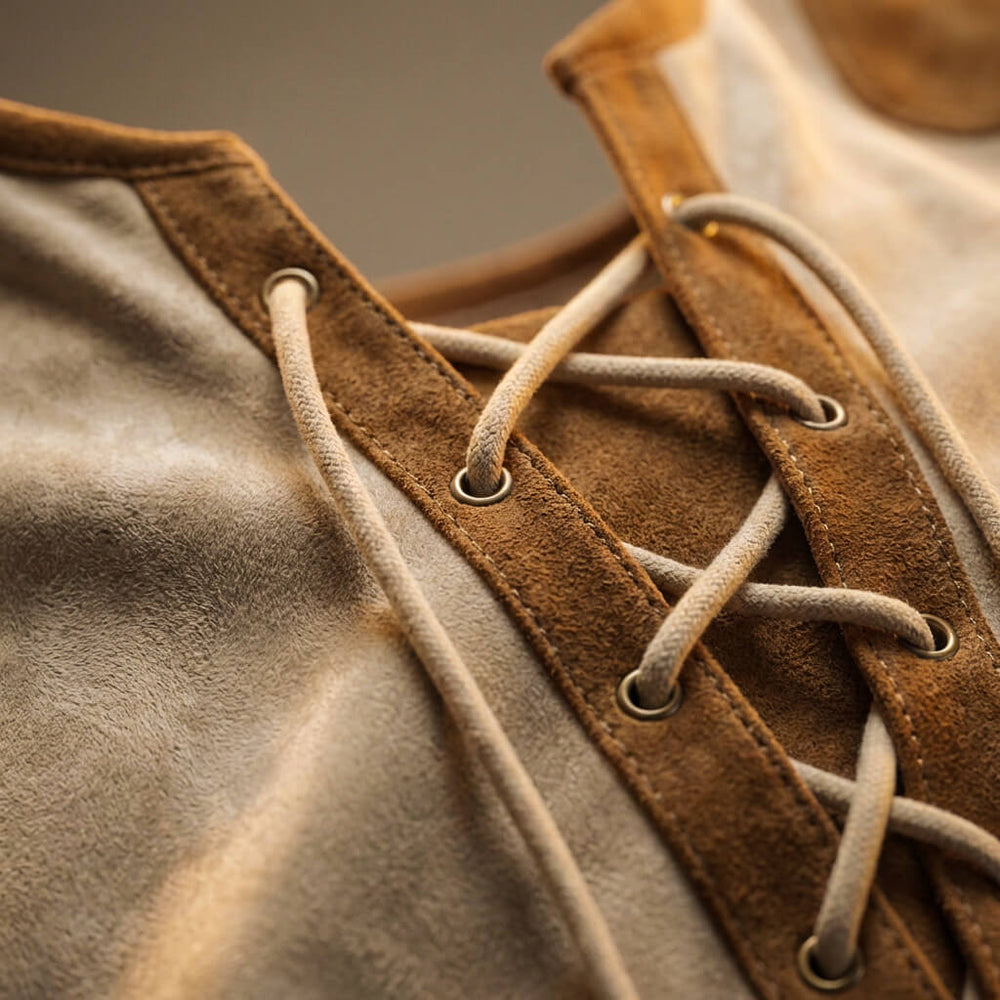 Chemise henley à lacets manches longues