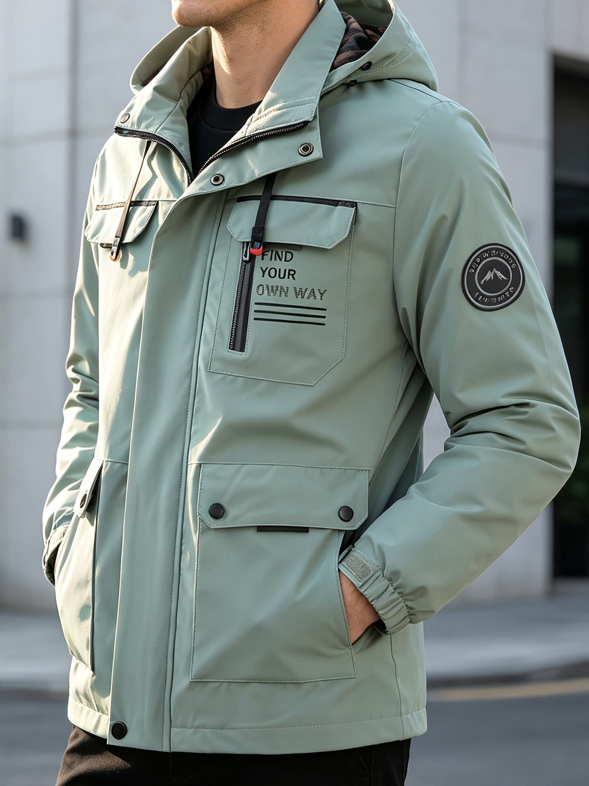 Veste zippée à capuche motif lettres