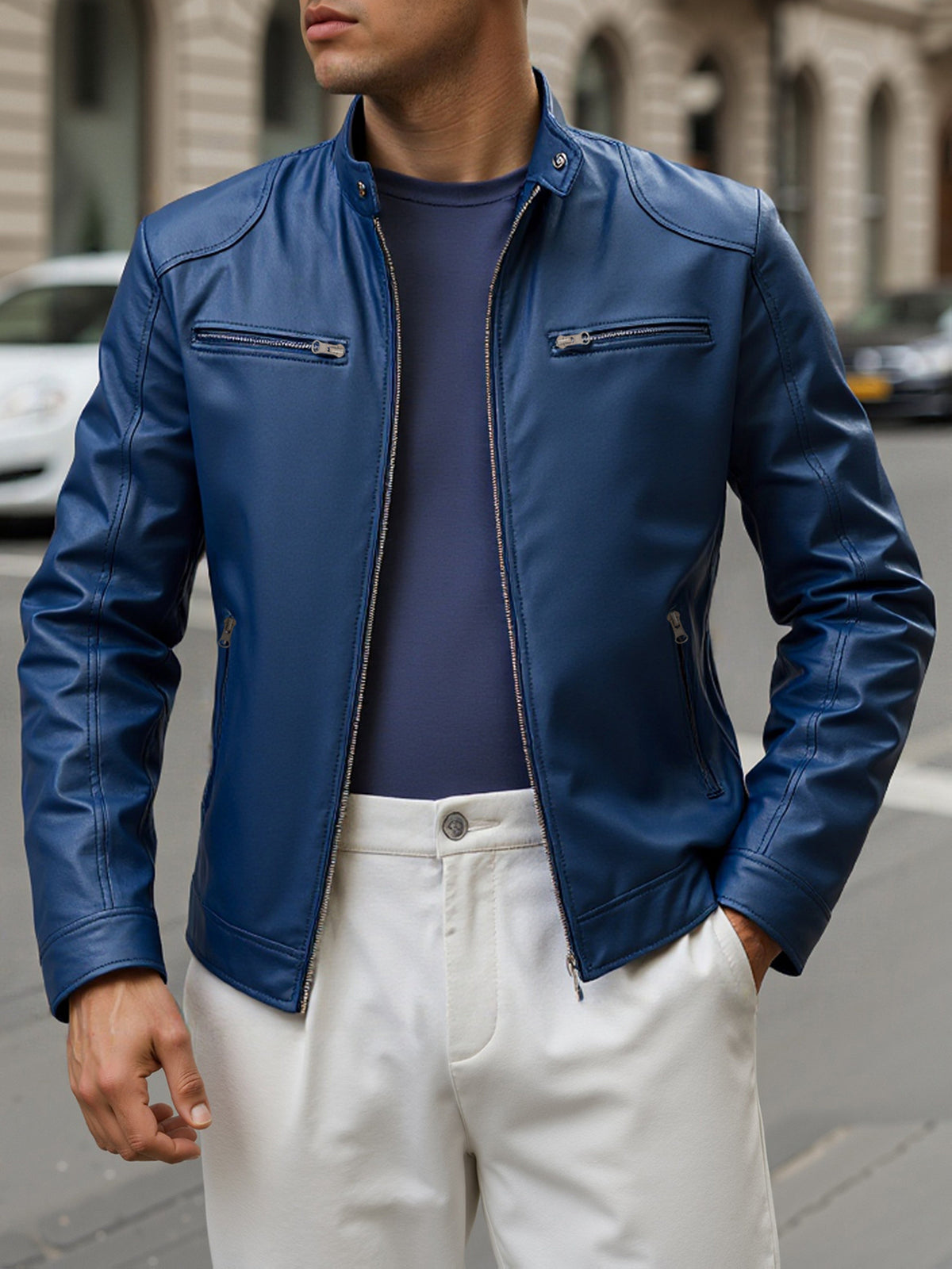 Veste zippée à col montant unie