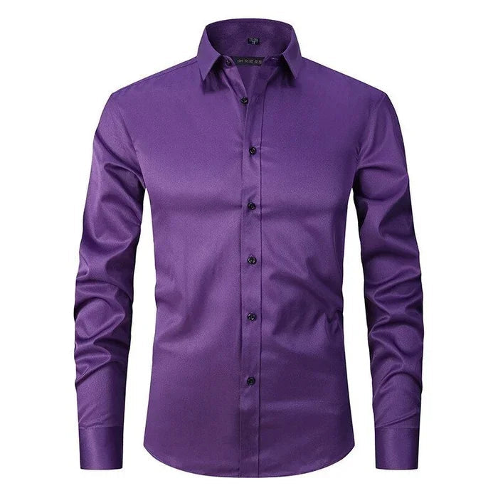 Chemise extensible manches longues homme Messine, coloris violet