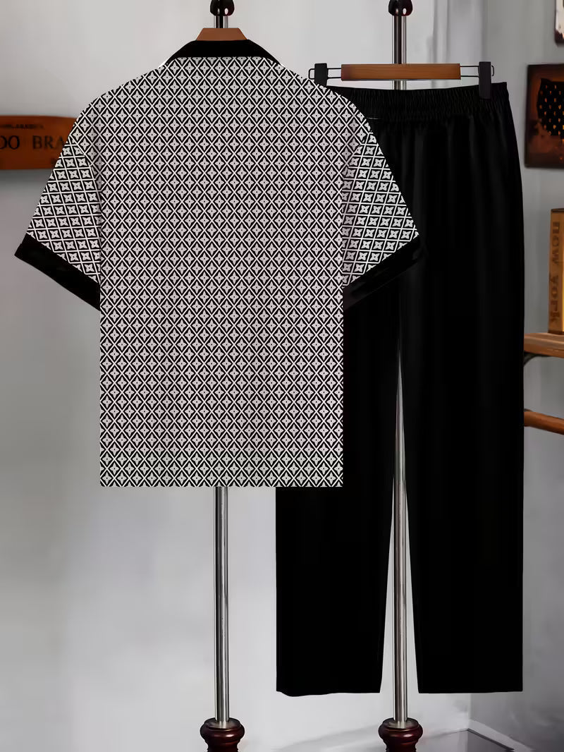 Ensemble d'été deux pièces motif géométrique