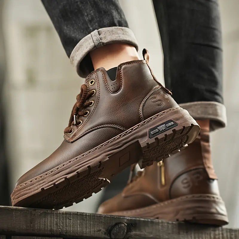 Bottes en cuir véritable à lacets silhouette affirmée maîtrisée homme – Cussac