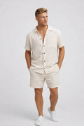 Ensemble en lin chemise et short manches courtes homme – Auron