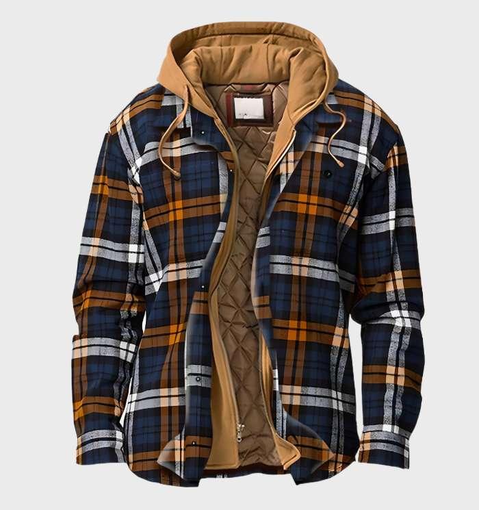 Veste matelassée à capuche zippée à carreaux coupe chaude homme – Agon