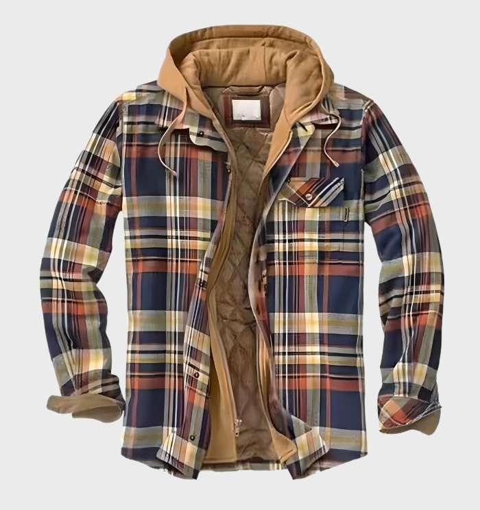 Veste matelassée à capuche zippée à carreaux coupe chaude homme – Agon