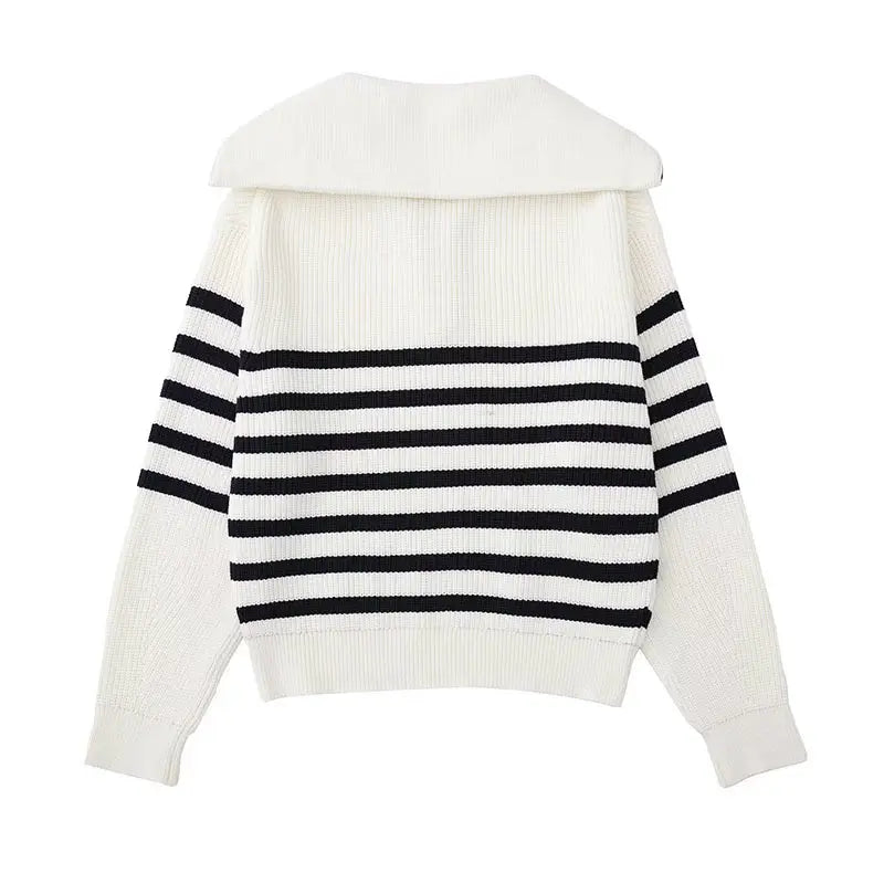 Pull rayé col zippé style marin élégant maille homme – Eymet