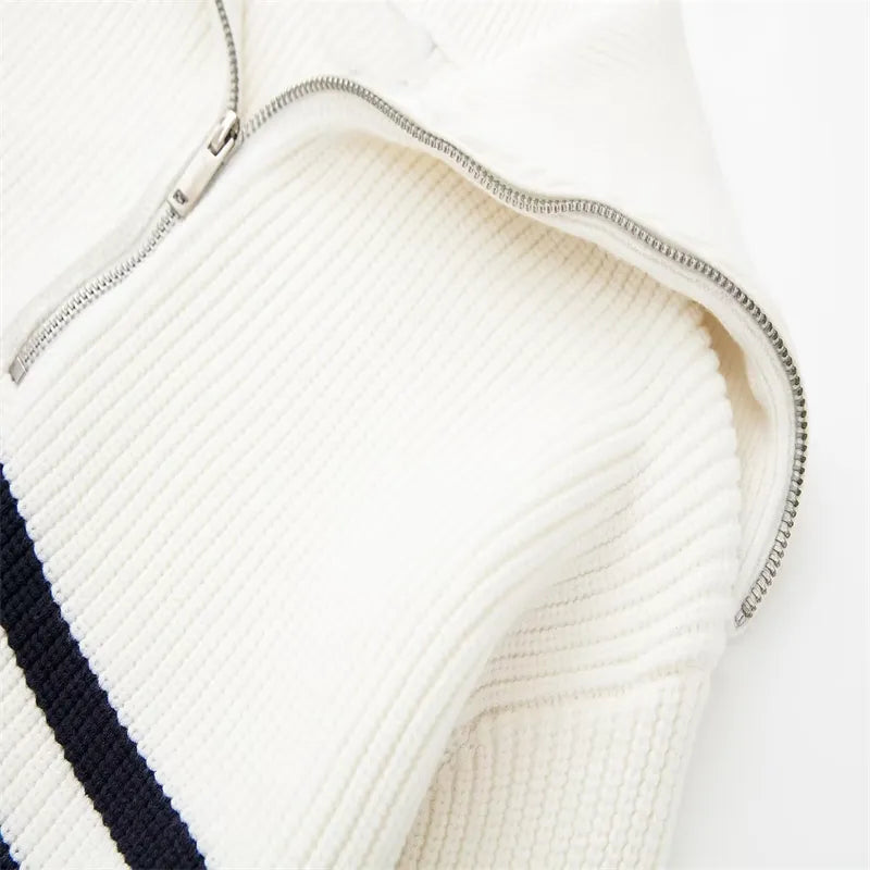 Pull rayé col zippé style marin élégant maille homme – Eymet