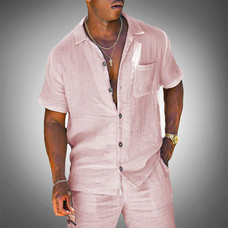 Ensemble en lin chemise et pantalon décontracté homme – Ceillac