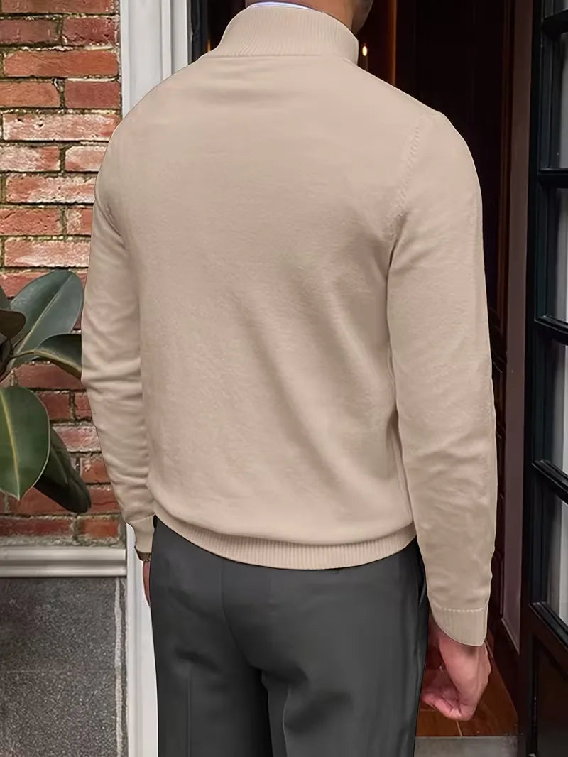 Pull col montant demi-zip en maille douce au style intemporel homme – Lutèce