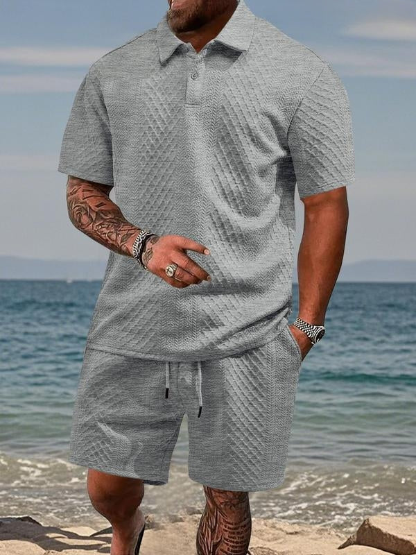 Ensemble polo et short en maille texturée