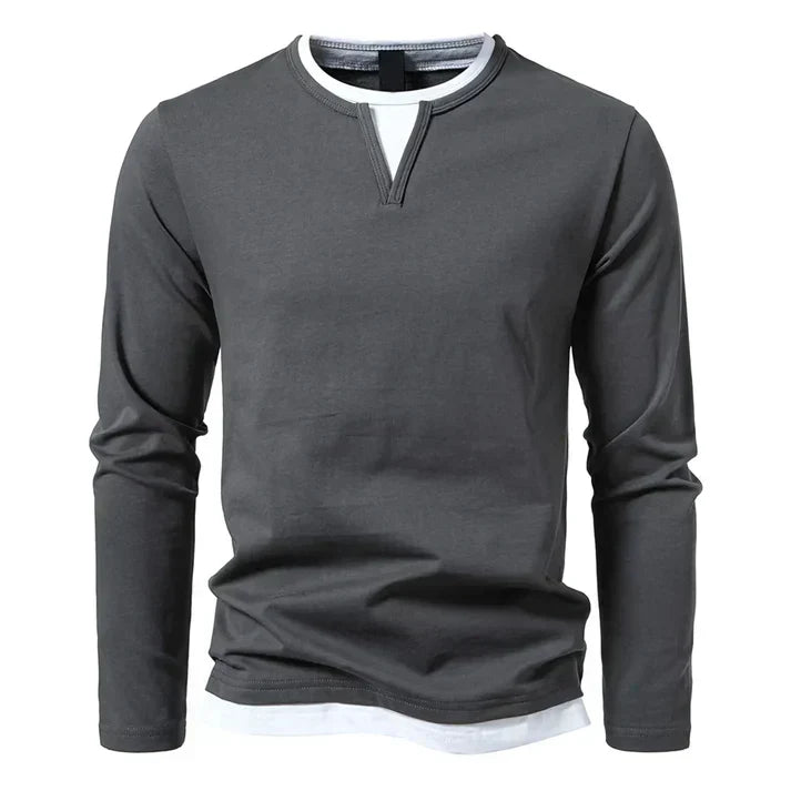 T-shirt manches longues à col fendu