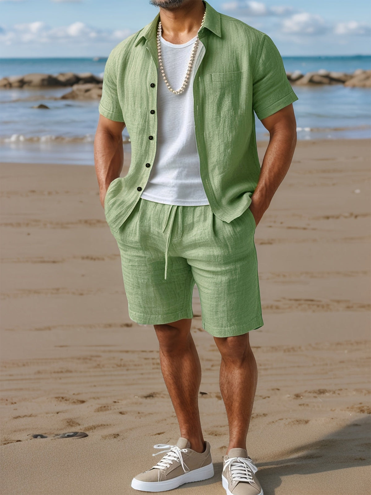 Ensemble haut manches courtes et short uni