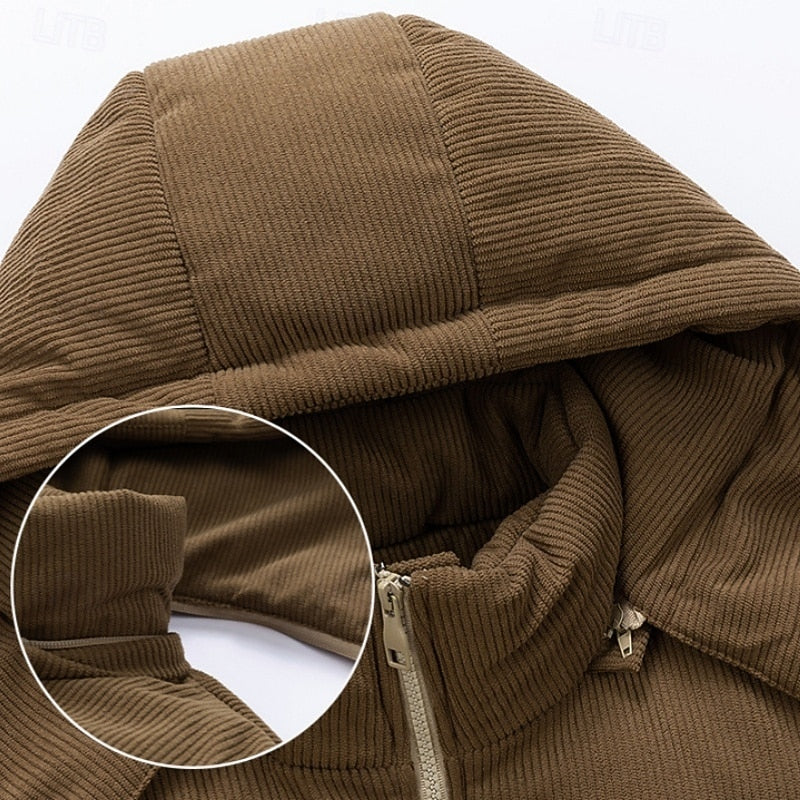 Doudoune matelassée courte à capuche et col en velours côtelé homme – Arès
