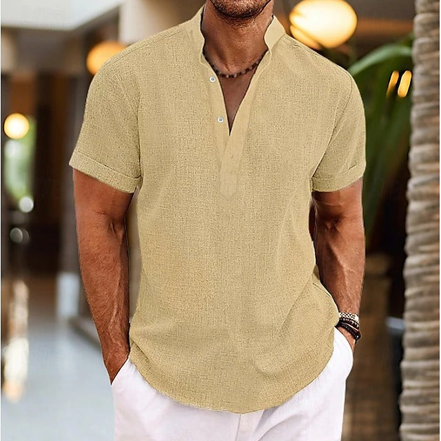 Chemise popover texturée à col officier