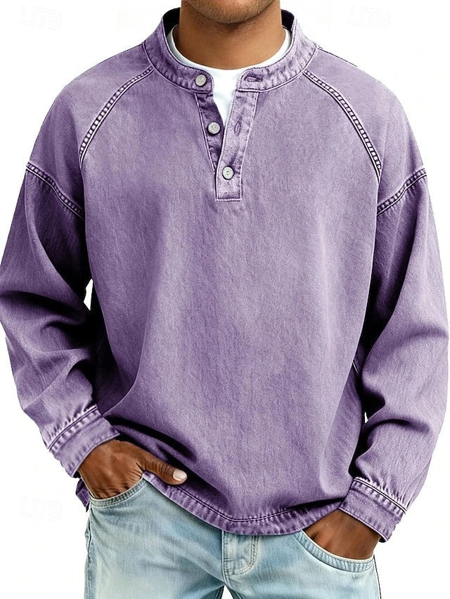 Chemise henley encolure boutonnée coupe ample