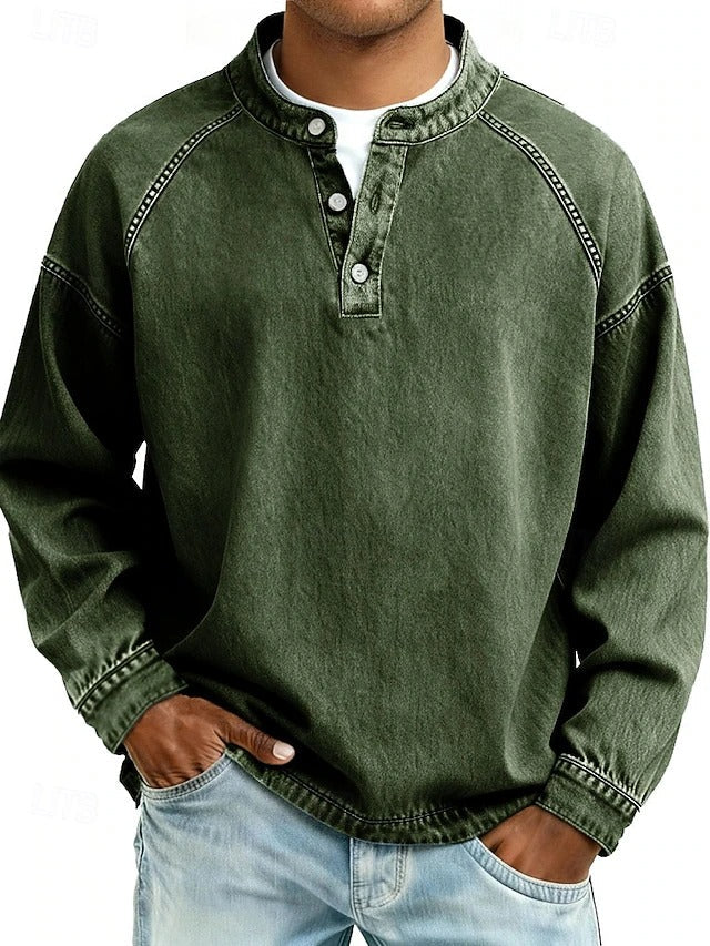 Chemise henley encolure boutonnée coupe ample