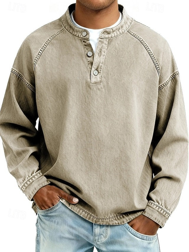 Chemise henley encolure boutonnée coupe ample