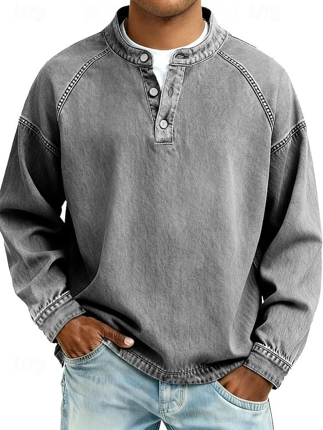 Chemise henley encolure boutonnée coupe ample