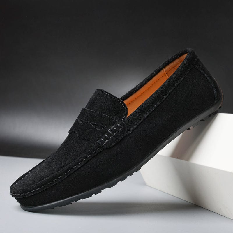 Mocassins raffinés en daim souple à enfiler pour un style discret et soigné homme – Harcourt