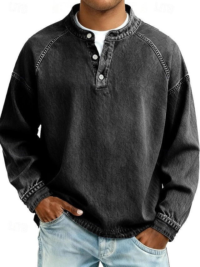 Chemise henley encolure boutonnée coupe ample