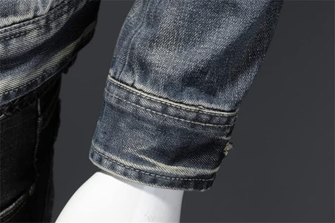 Veste en jean délavé style motard