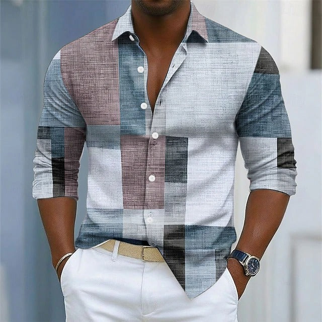 Chemise à motif géométrique colorblock