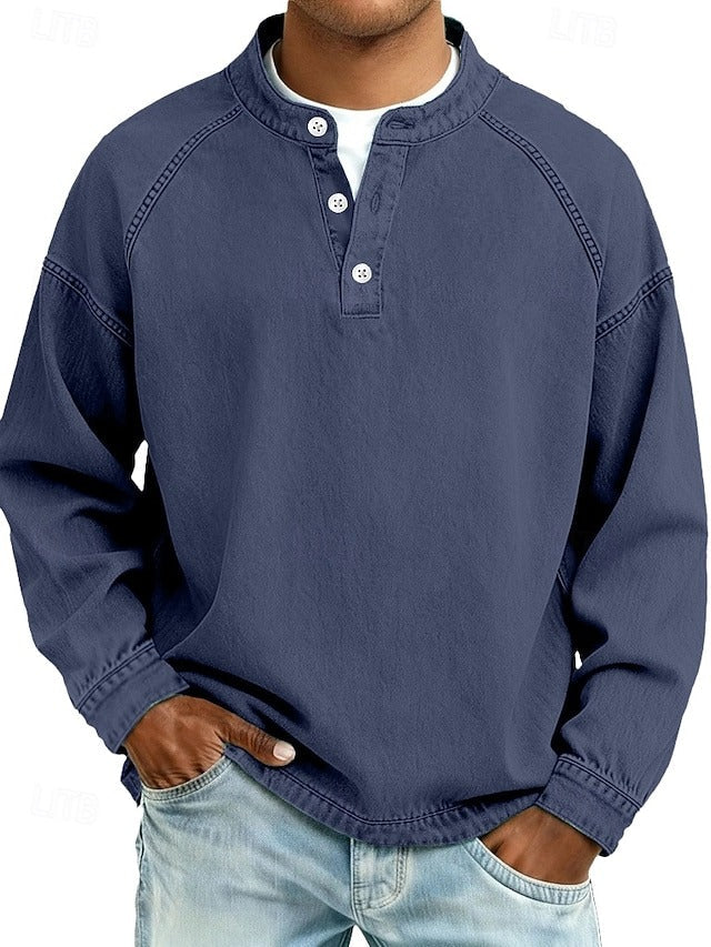 Chemise henley encolure boutonnée coupe ample