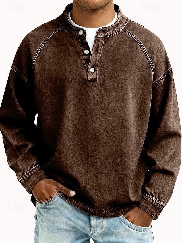 Chemise henley encolure boutonnée coupe ample