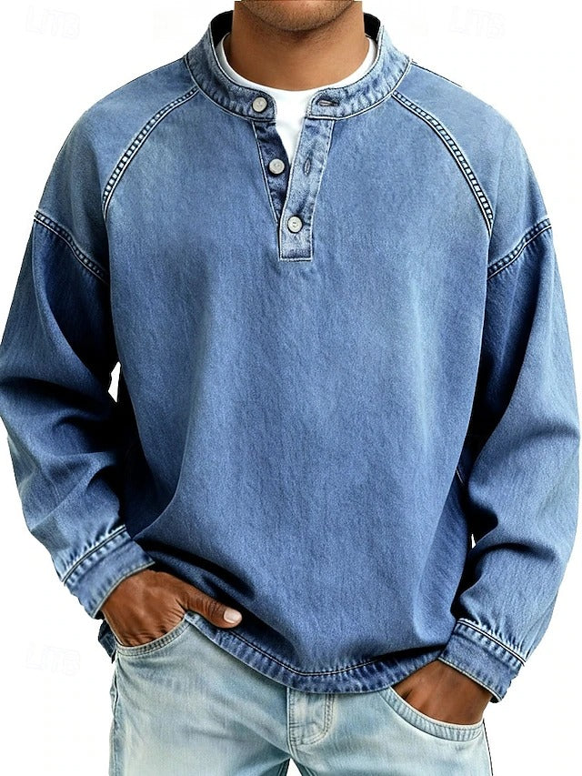 Chemise henley encolure boutonnée coupe ample