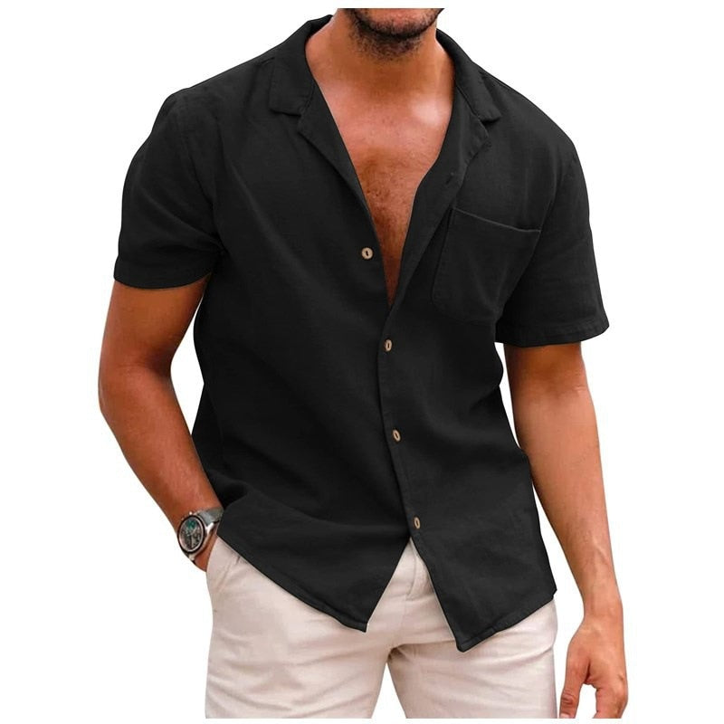 Chemise estivale aspect lin texturée