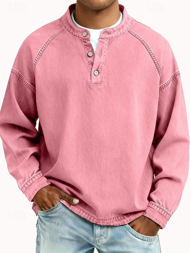 Chemise henley encolure boutonnée coupe ample