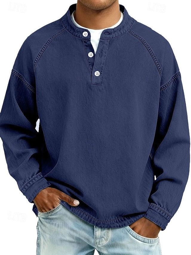 Chemise henley encolure boutonnée coupe ample