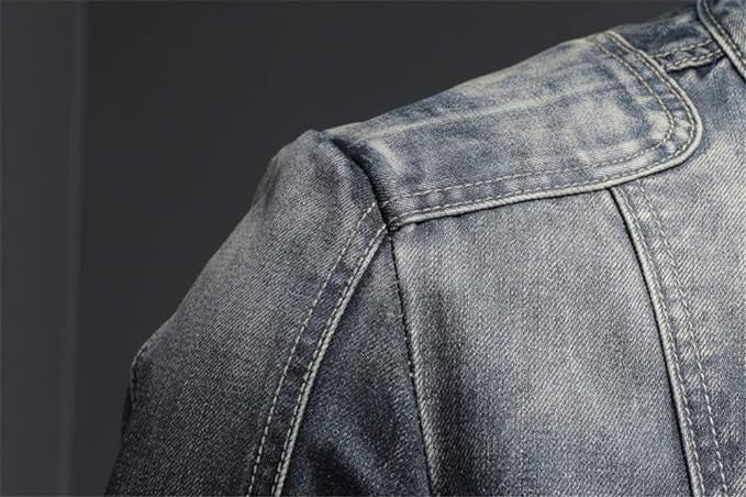Veste en jean délavé style motard