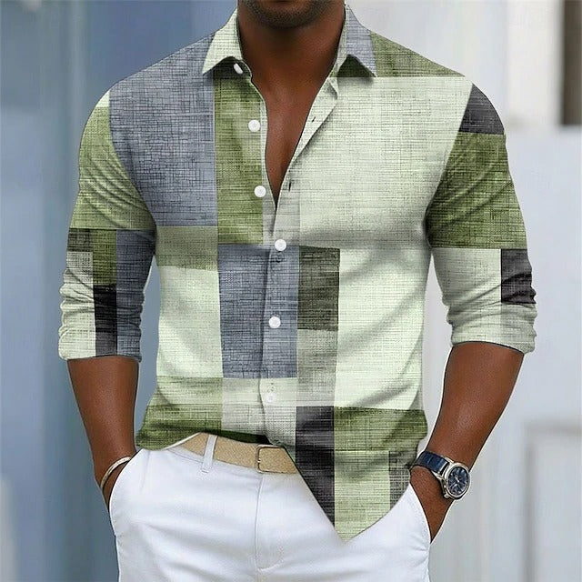Chemise à motif géométrique colorblock