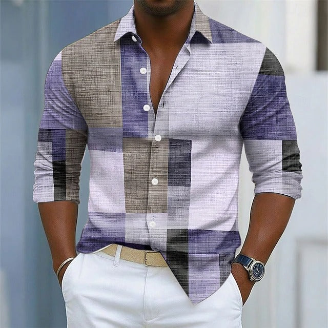 Chemise à motif géométrique colorblock