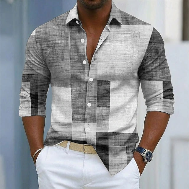 Chemise à motif géométrique colorblock