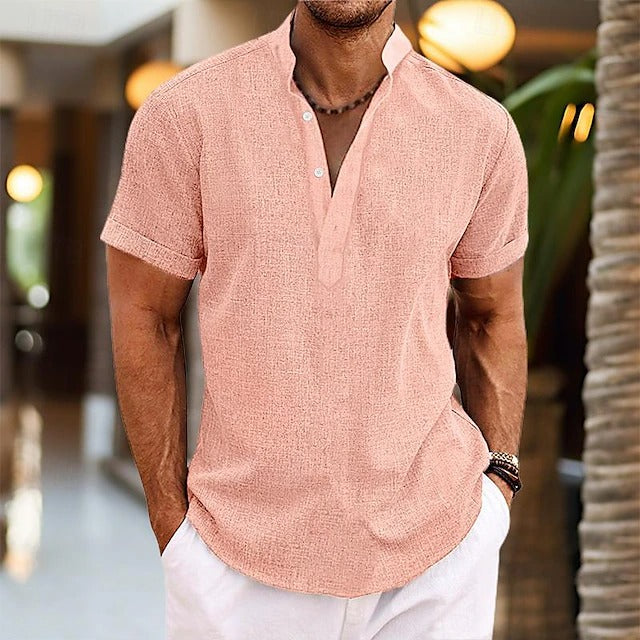 Chemise popover texturée à col officier