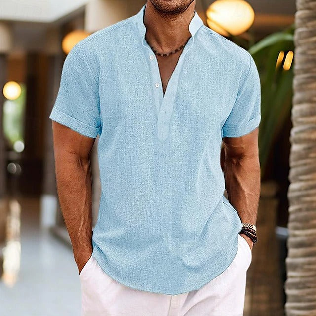 Chemise popover texturée à col officier