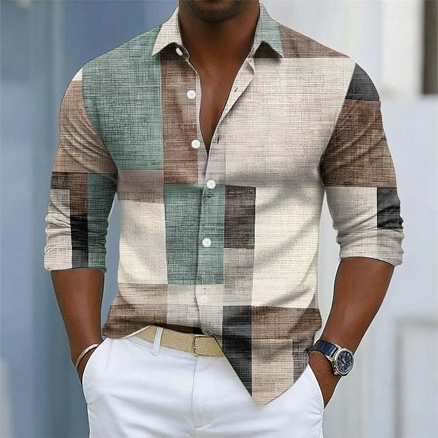 Chemise à motif géométrique colorblock