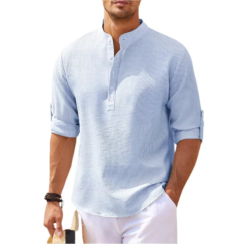 T-shirt henley col montant manches courtes coupe détendue d'été homme – Segonzac