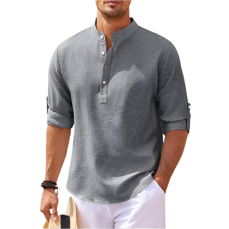 T-shirt henley col montant manches courtes coupe détendue d'été homme – Segonzac