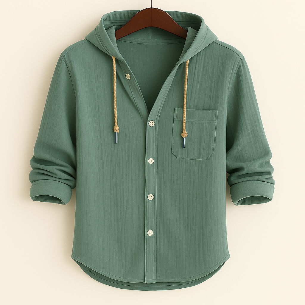 Chemise en coton doux à capuche coupe décontractée homme – Andernos