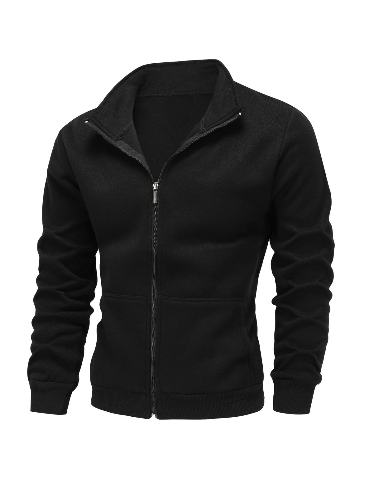 Veste zippée unie à col droit
