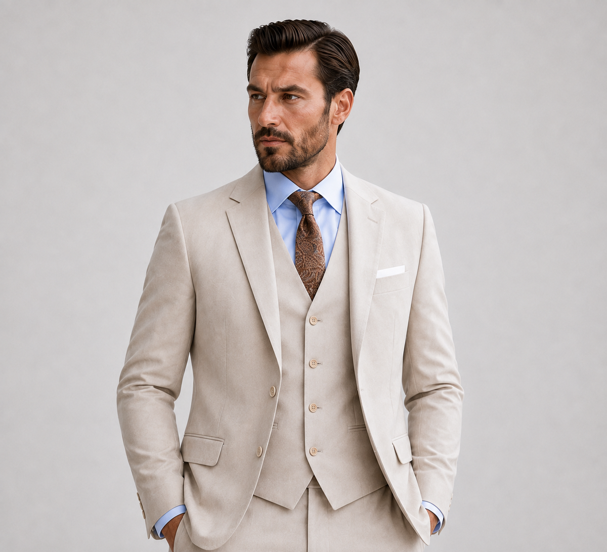 Costume trois pièces blazer gilet pantalon coupe ajustée homme – La Muette