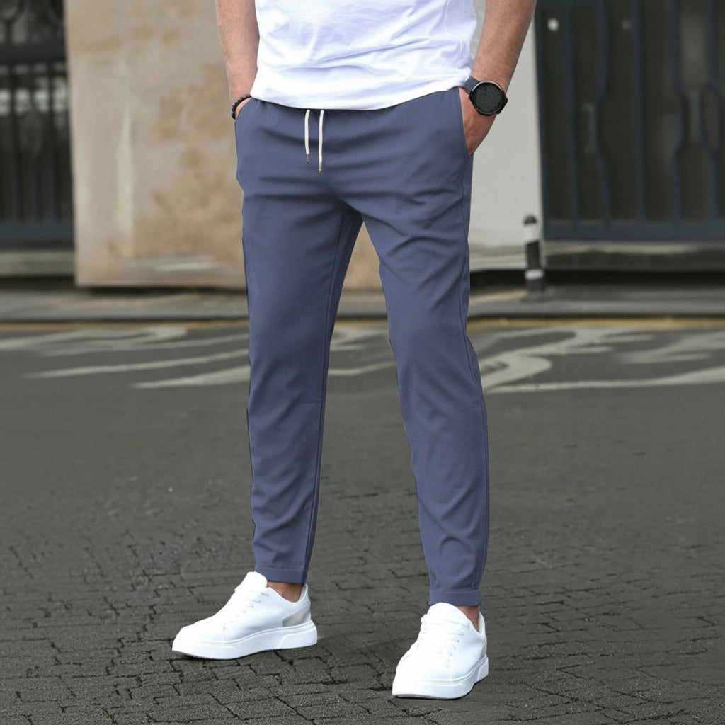 Pantalon droit uni coupe décontractée